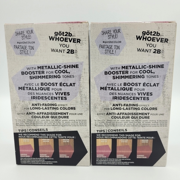 Schwarzkopf Got2b Metallics Permanent Hair Color Dye M84 Sakura Pink (2 Pack) - Picture 2 of 5